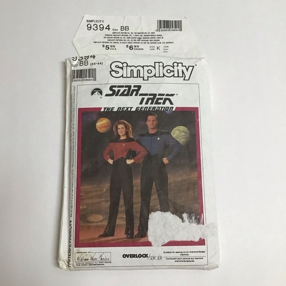 Simplicity Star Trek Costume Sew Pattern 9394 Size BB (34-44) CUT 1989 Vintage - Picture 5 of 5